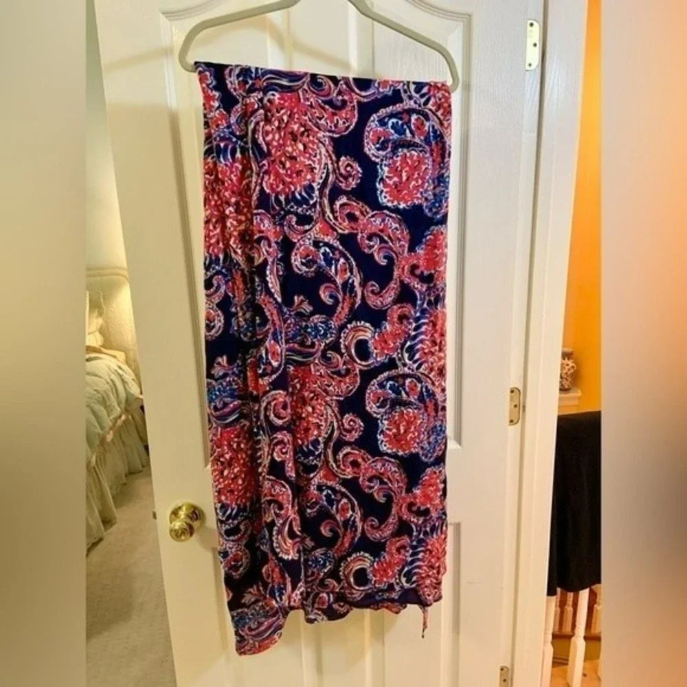 Lilly Pulitzer oversized wrap shawl scarf in navy and pink Resort collec…
